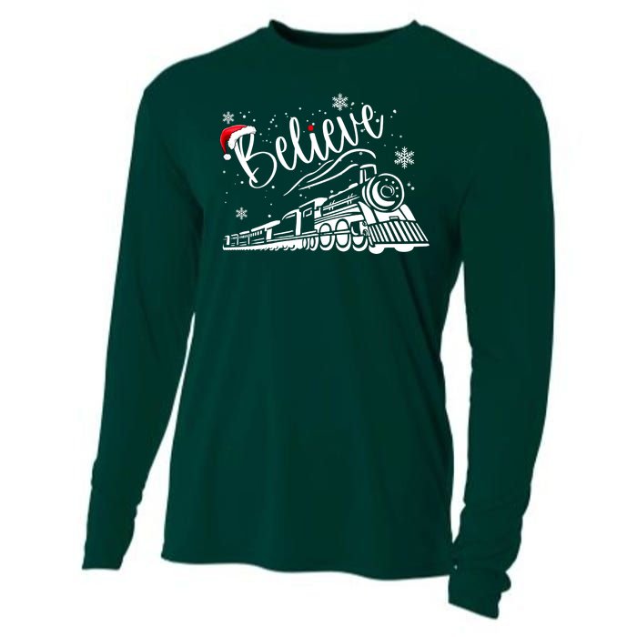 Believe Christmas Train Holiday Cooling Performance Long Sleeve Crew