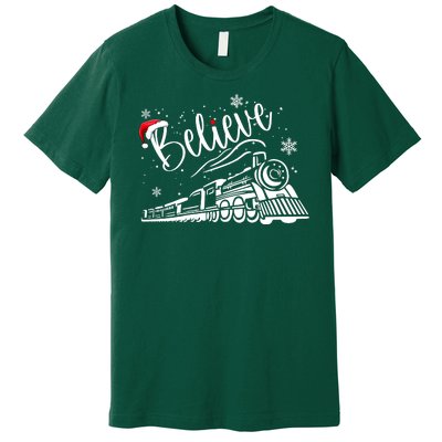 Believe Christmas Train Holiday Premium T-Shirt