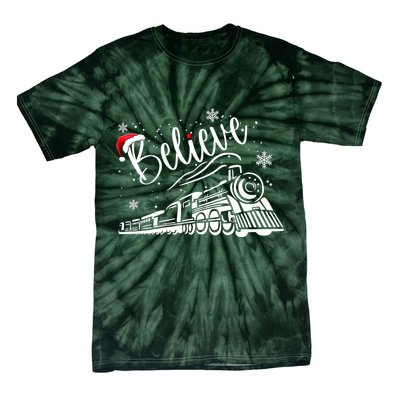 Believe Christmas Train Holiday Tie-Dye T-Shirt