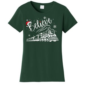 Believe Christmas Train Holiday Women's T-Shirt