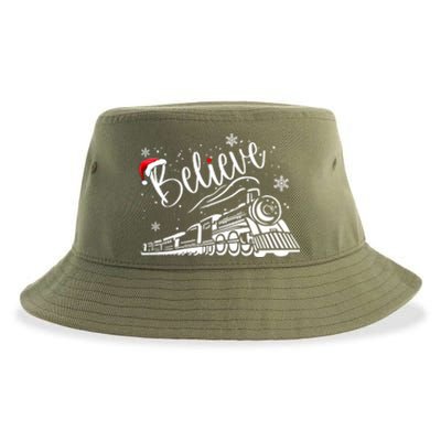 Believe Christmas Train Holiday Sustainable Bucket Hat