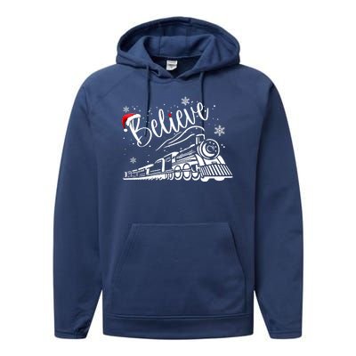 Believe Christmas Train Holiday Performance Fleece Hoodie