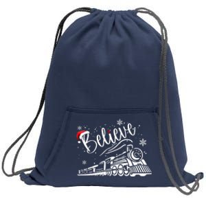 Believe Christmas Train Holiday Sweatshirt Cinch Pack Bag