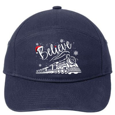 Believe Christmas Train Holiday 7-Panel Snapback Hat