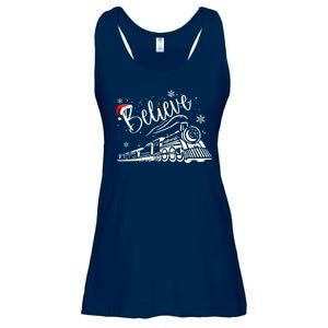 Believe Christmas Train Holiday Ladies Essential Flowy Tank