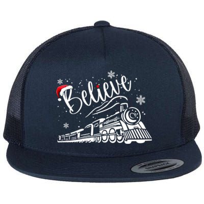 Believe Christmas Train Holiday Flat Bill Trucker Hat