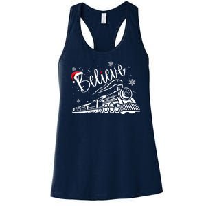 Believe Christmas Train Holiday Women's Racerback Tank