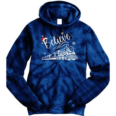 Believe Christmas Train Holiday Tie Dye Hoodie