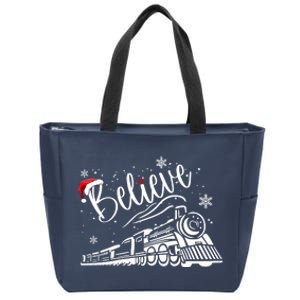 Believe Christmas Train Holiday Zip Tote Bag