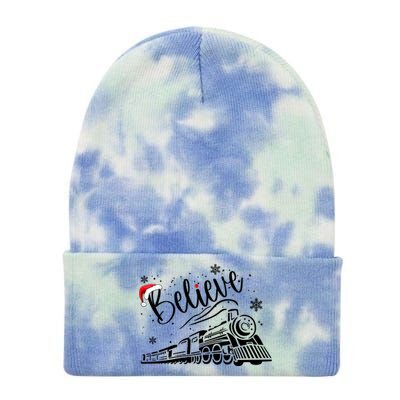 Believe Christmas Train Holiday Tie Dye 12in Knit Beanie