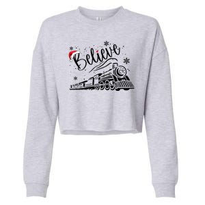 Believe Christmas Train Holiday Cropped Pullover Crew