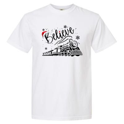 Believe Christmas Train Holiday Garment-Dyed Heavyweight T-Shirt