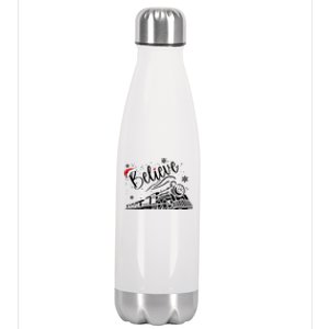 Believe Christmas Train Holiday Stainless Steel Insulated Water Bottle