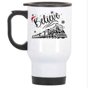 Believe Christmas Train Holiday Stainless Steel Travel Mug