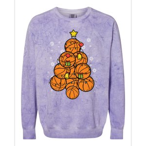 Basketball Christmas Tree Xmas Pajamas Pjs Sports Player Great Gift Colorblast Crewneck Sweatshirt