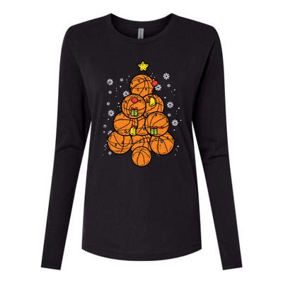 Basketball Christmas Tree Xmas Pajamas Pjs Sports Player Great Gift Womens Cotton Relaxed Long Sleeve T-Shirt