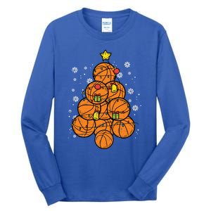 Basketball Christmas Tree Xmas Pajamas Pjs Sports Player Great Gift Tall Long Sleeve T-Shirt