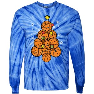 Basketball Christmas Tree Xmas Pajamas Pjs Sports Player Great Gift Tie-Dye Long Sleeve Shirt