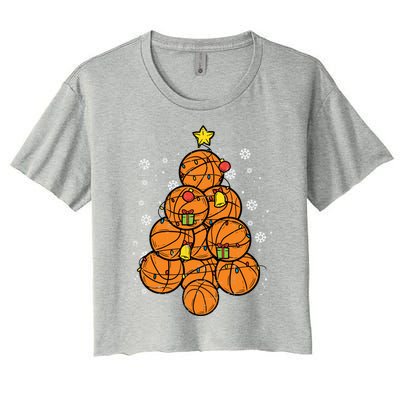 Basketball Christmas Tree Xmas Pajamas Pjs Sports Player Great Gift Women's Crop Top Tee