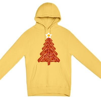 Bacon Christmas Tree Gift Breakfast Holiday Egg Star Holiday Gift Premium Pullover Hoodie