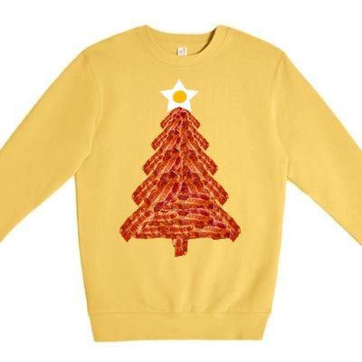 Bacon Christmas Tree Gift Breakfast Holiday Egg Star Holiday Gift Premium Crewneck Sweatshirt