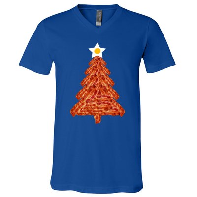 Bacon Christmas Tree Gift Breakfast Holiday Egg Star Holiday Gift V-Neck T-Shirt