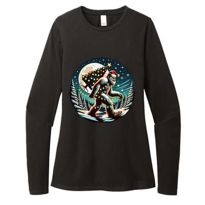 Bigfoot Christmas Tree Lights Xmas Sasquatch Lovers Womens CVC Long Sleeve Shirt