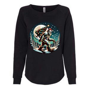 Bigfoot Christmas Tree Lights Xmas Sasquatch Lovers Womens California Wash Sweatshirt