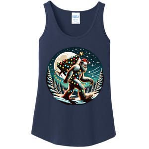 Bigfoot Christmas Tree Lights Xmas Sasquatch Lovers Ladies Essential Tank