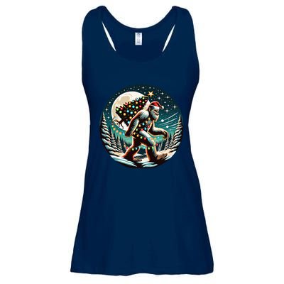 Bigfoot Christmas Tree Lights Xmas Sasquatch Lovers Ladies Essential Flowy Tank