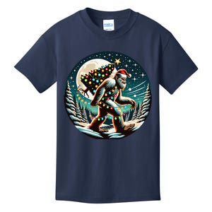 Bigfoot Christmas Tree Lights Xmas Sasquatch Lovers Kids T-Shirt