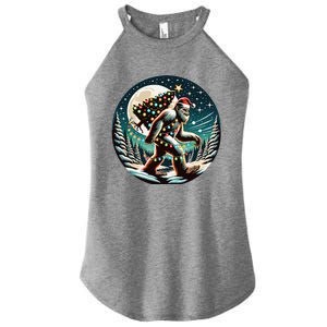 Bigfoot Christmas Tree Lights Xmas Sasquatch Lovers Women's Perfect Tri Rocker Tank