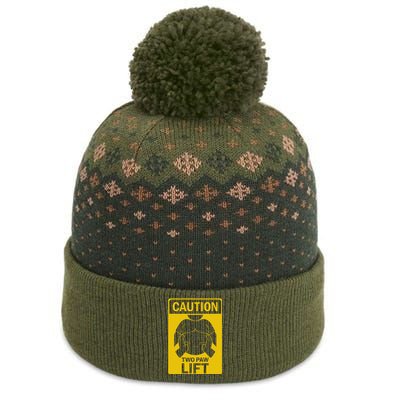 Burrlife Caution Two Paw Lift The Baniff Cuffed Pom Beanie