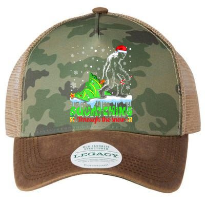 Bigfoot Christmas Tree Squatching Through The Snow Legacy Tie Dye Trucker Hat