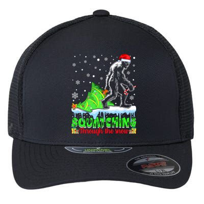 Bigfoot Christmas Tree Squatching Through The Snow Flexfit Unipanel Trucker Cap