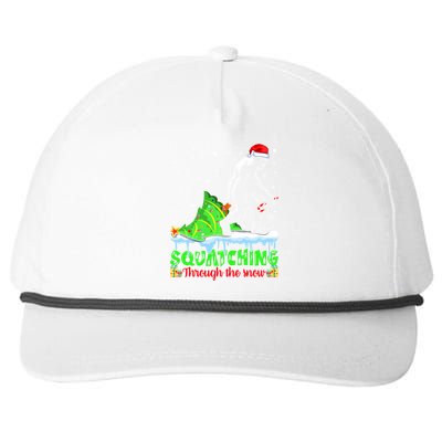 Bigfoot Christmas Tree Squatching Through The Snow Snapback Five-Panel Rope Hat