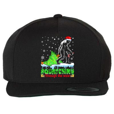 Bigfoot Christmas Tree Squatching Through The Snow Wool Snapback Cap