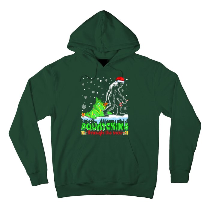 Bigfoot Christmas Tree Squatching Through The Snow Hoodie