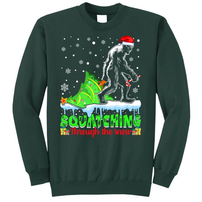 Bigfoot Christmas Tree Squatching Through The Snow Sweatshirt