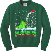 Bigfoot Christmas Tree Squatching Through The Snow Kids Sweatshirt