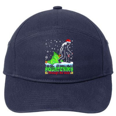 Bigfoot Christmas Tree Squatching Through The Snow 7-Panel Snapback Hat