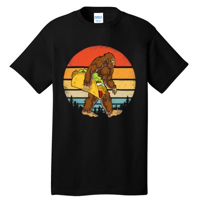 Bigfoot Carrying Taco Funny Cinco de Mayo Sasquatch Tall T-Shirt