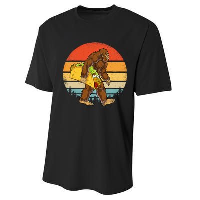 Bigfoot Carrying Taco Funny Cinco de Mayo Sasquatch Performance Sprint T-Shirt