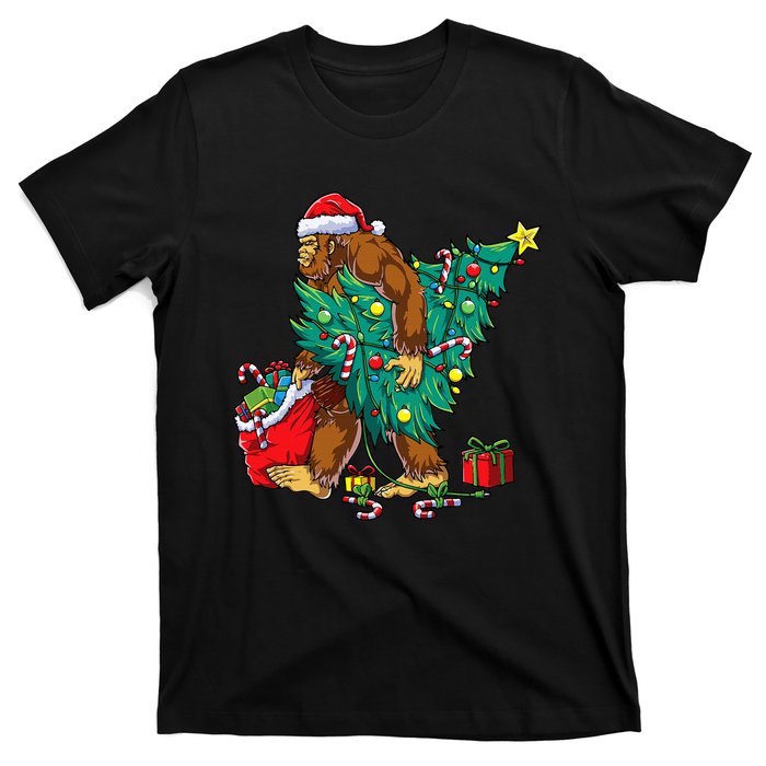 Bigfoot Christmas Tree Lights Xmas Sasquatch Lovers T-Shirt