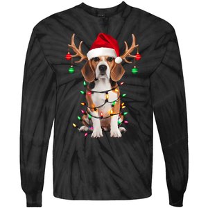 Beagle Christmas Tree Beagle Santa Hat Lover Gifts Tie-Dye Long Sleeve Shirt