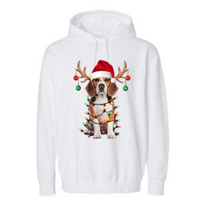 Beagle Christmas Tree Beagle Santa Hat Lover Gifts Garment-Dyed Fleece Hoodie