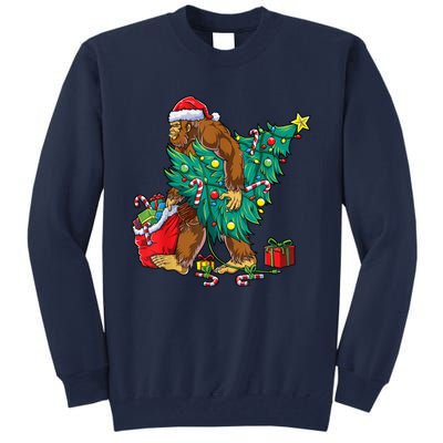 Bigfoot Christmas Tree Lights Xmas Sasquatch Lovers Tall Sweatshirt