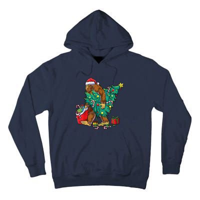 Bigfoot Christmas Tree Lights Xmas Sasquatch Lovers Tall Hoodie