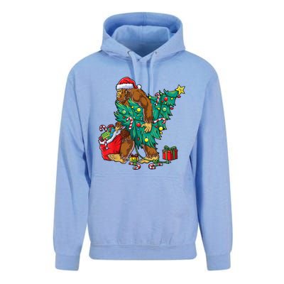 Bigfoot Christmas Tree Lights Xmas Sasquatch Lovers Unisex Surf Hoodie