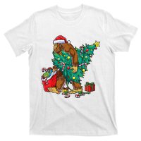 Bigfoot Christmas Tree Lights Xmas Sasquatch Lovers T-Shirt